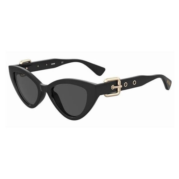 New MOSCHINO Black Cat Eye MOS 142/S 807IR Sunglasses Women - Picture 1 of 4